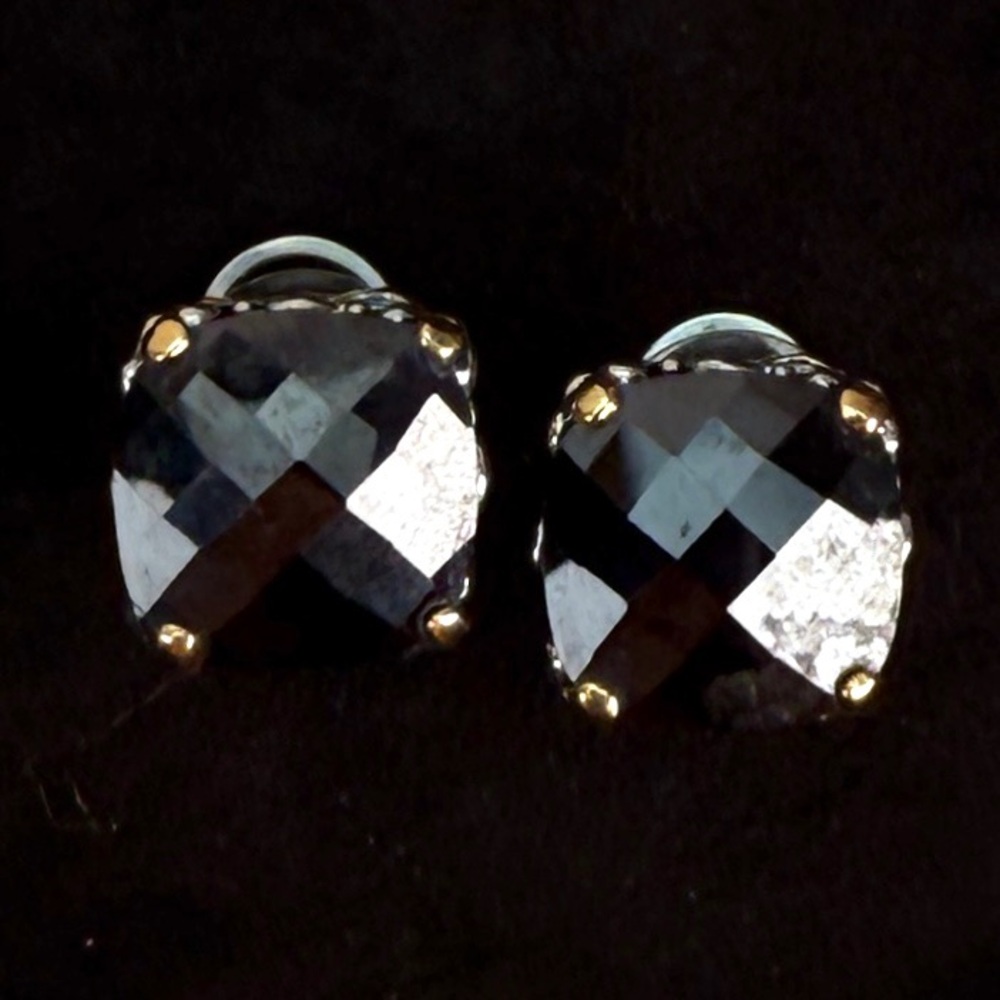 Large silvertone and Goldtone weighted pierced earrings